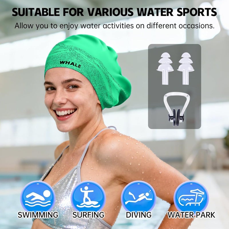 Whale Extra Large Swim Cap Designed for Men and Women with Thick, Long Hair, Hair Extensions Or Afro-Textured Hair Long-Hair Swim Cap Highly Waterproof to Keep Hair Dry - Image 4